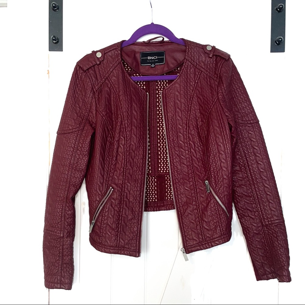 BNCI Maroon faux Leather Jacket size Medium